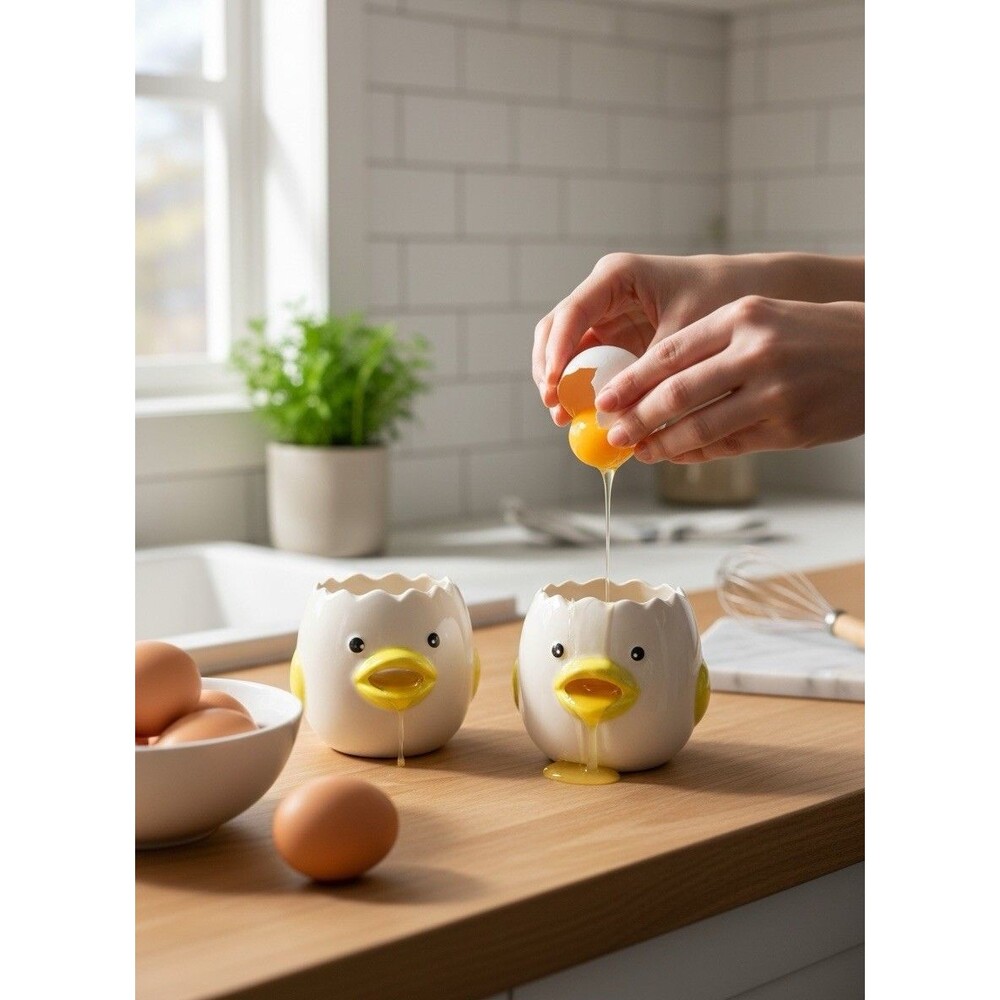 Ceramic Chick Egg Separator Set Of 2 Cute